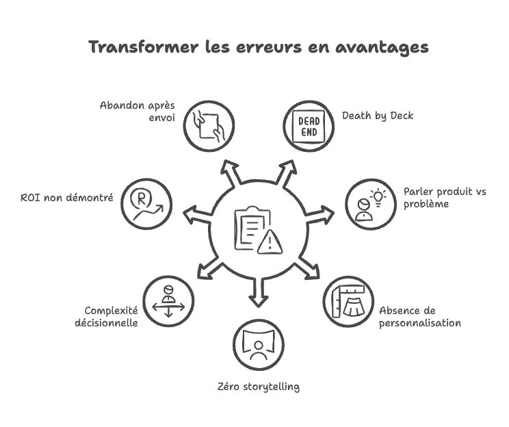 Infographie des 7 erreurs de présentation qui font fuir les prospects premium